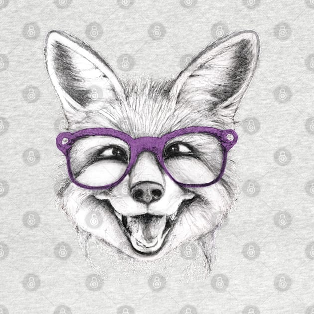 Smiling baby fox with glasses by Rising_Air